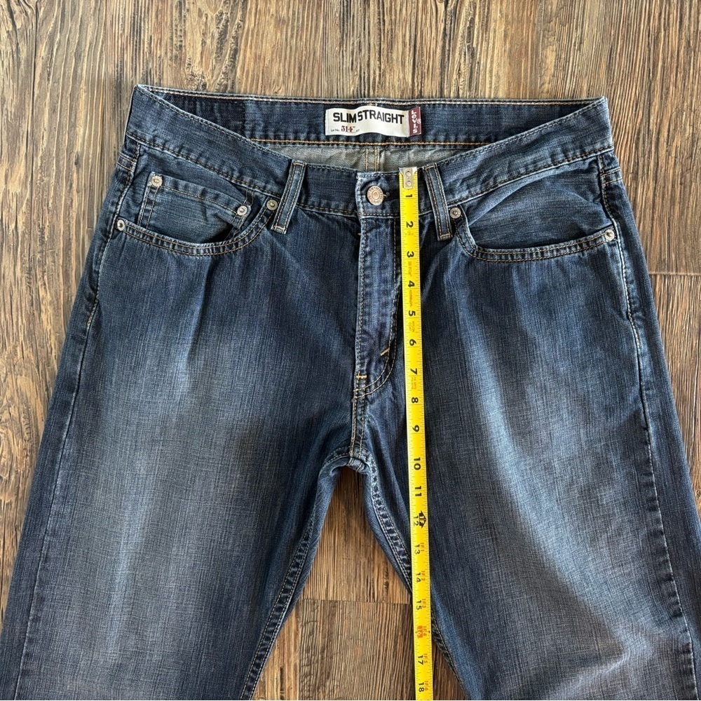 Levi’s 514 Slim Straight Jeans Mens 33 x 32 Dark Wash Blue Denim - Picture 5 of 11